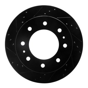 Chevrolet Silverado 3500 HD Brake Rotor (1) - Rear Left - R1 Concepts - Drilled & Slotted - Black - `11-`25